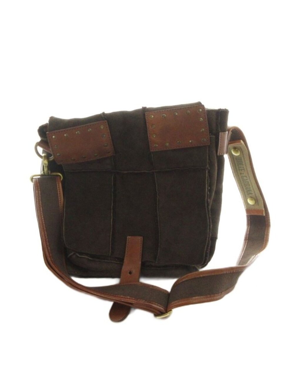 Dolce & Gabbana Shoulder Bag Crossbody Leather Suede Logo Brown